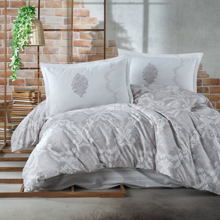 Dupla ágynemű szett, 100% ranforce pamut, 4 részes, 240 x 260 cm, Ralex Pucioasa, Fiorita V2