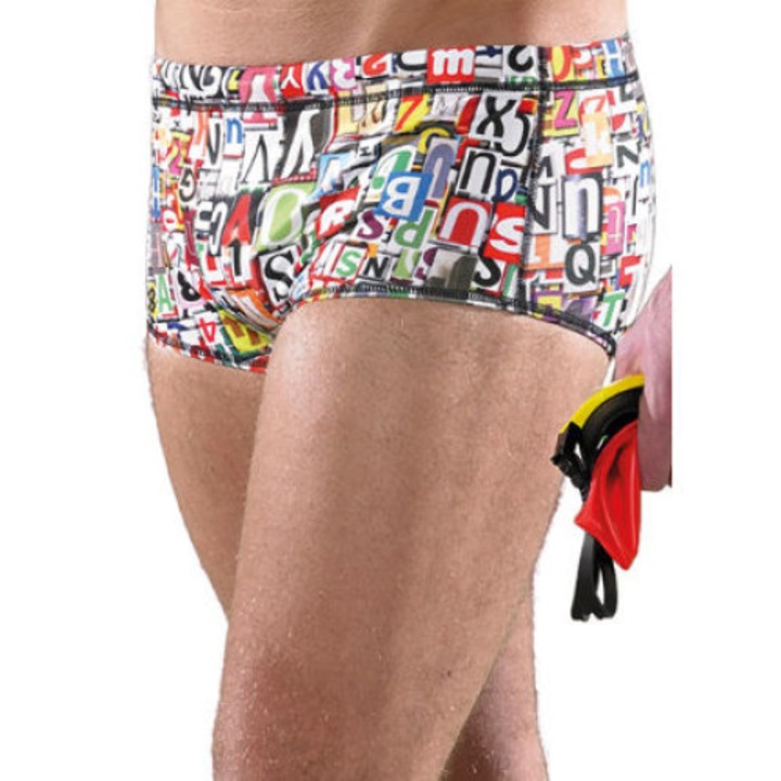 Costum inot Maru Alphabet Pacer de antrenament, barbati, multicolor, marimea 26"