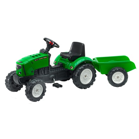 Tractor cu pedale pentru copii Falk, Verde, cu remorca
