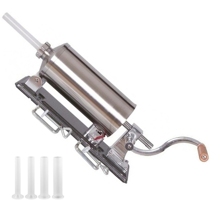 Aparat de umplut carnati orizontal, inox, 5kg, 4 palnii incluse