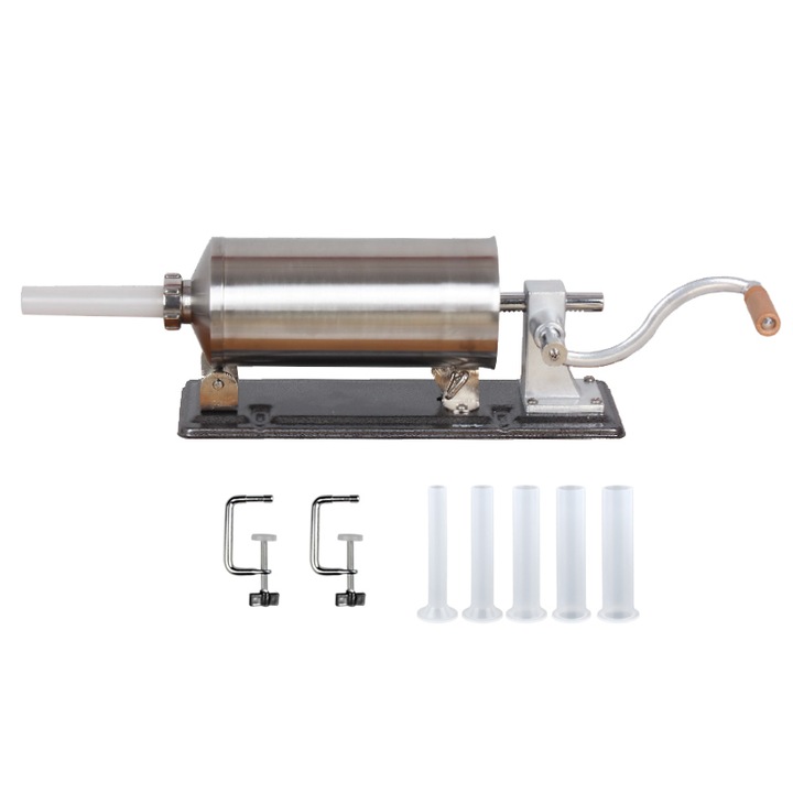 Aparat de umplut carnati orizontal, inox, 4kg, 5 palnii incluse