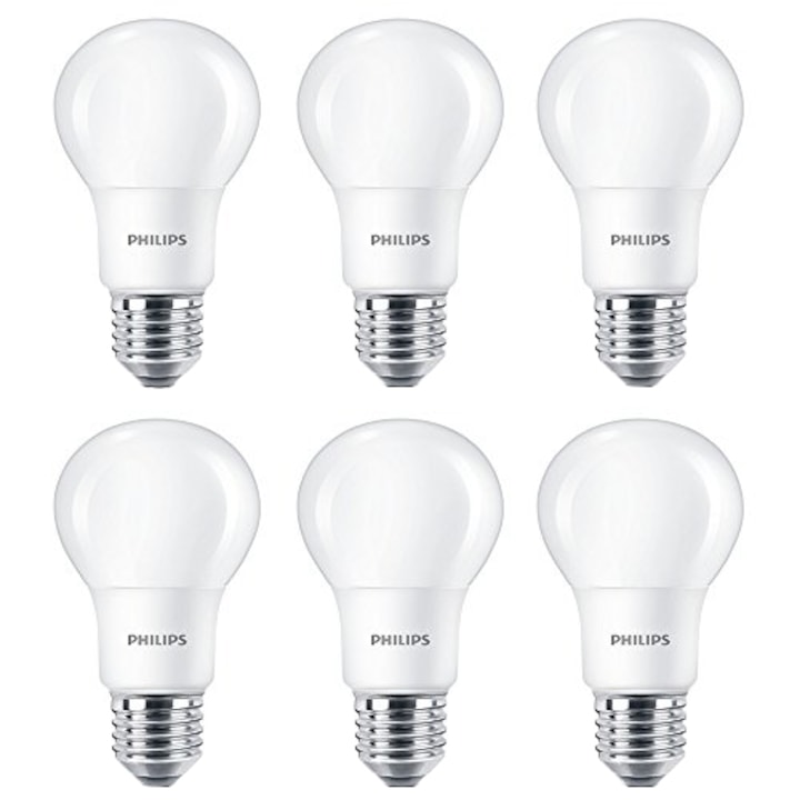 Philips 6 darabos LED izzó készlet, E27, 8W (60W), 806 lm, A+, meleg fehér