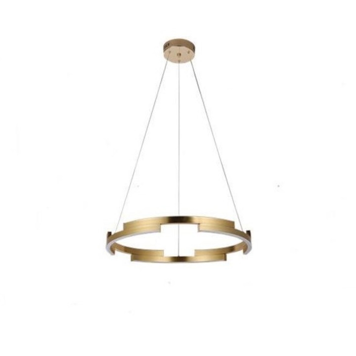 Lustra LED Suspendata Numva Ellipse, SLC Selino Concept cu telecomanda, lumina calda/neutra/rece, intensitate dimabila, 54W, Auriu