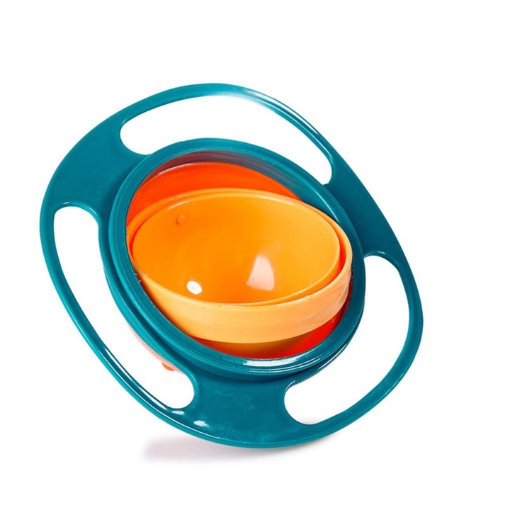 Castron rotativ 360° Gyro bowl, albastru - galben