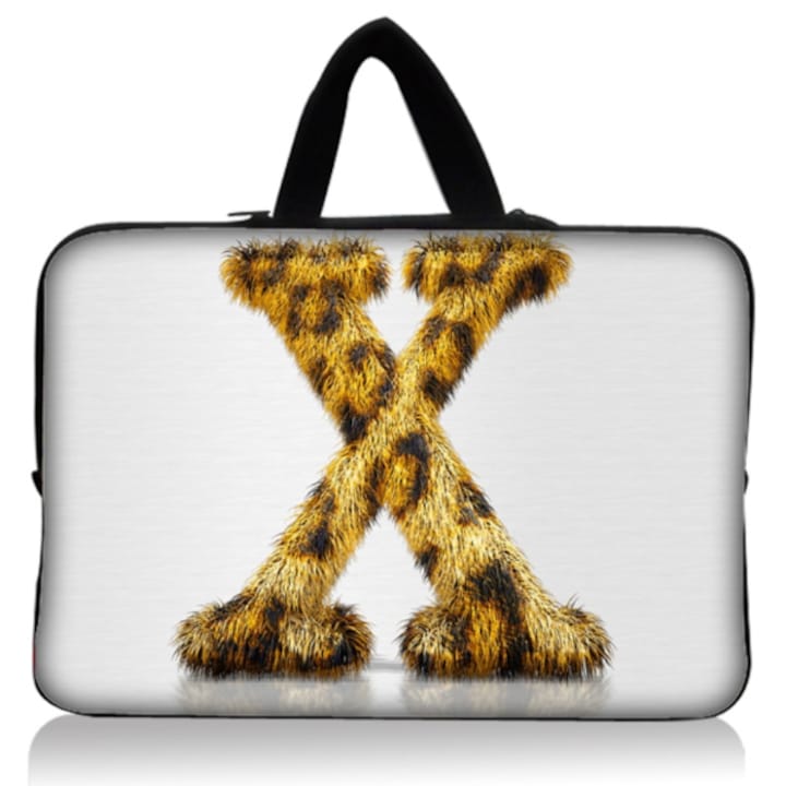 Geanta laptop Leopard, Neopren, 15.6'', Maner ascuns, 38x28 cm, Multicolor