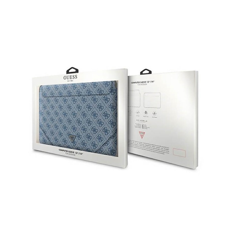 Husa Premium Guess Sleeve Uptown Triangle Logo, Compatibila Cu Laptop / Macbook Pro / Air 13inch, Albastru - 39981