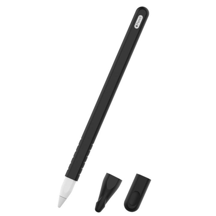 Husa Silicone Overlay compatibila cu Apple Pencil 2 Black