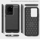 Husa de silicon pentru Samsung Galaxy S20 Ultra, Fibra de Carbon, Negru