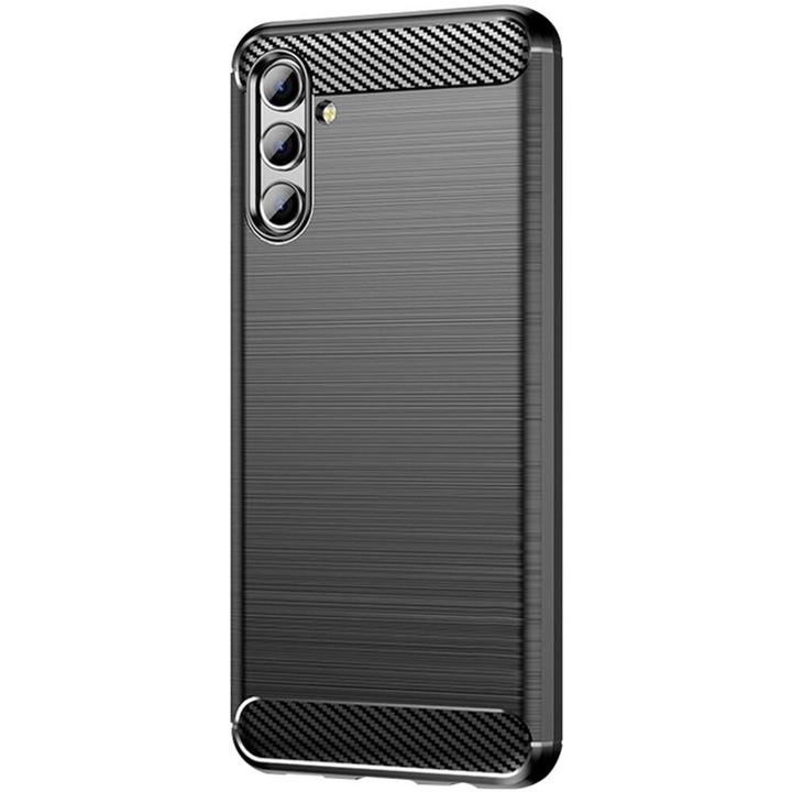 Szilikon tok kompatibilis Samsung Galaxy A14 4G / 5G, TPU Ultra Protect Slim Anti-Shock, szénszálas, fekete