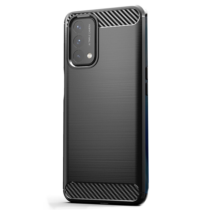 Калъф за OnePlus Nord N200 5G, TPU Ultra Protect Slim Anti-Shock, Въглеродни влакна, Черен