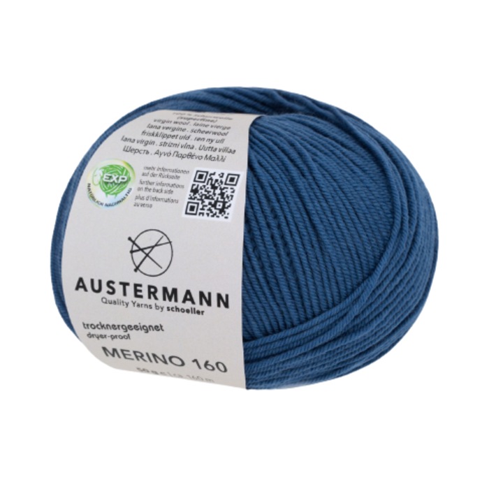 Fir lana 100% Austermann Merino 160 m de tricotat si crosetat, jeans