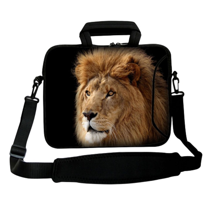 Geanta laptop Leu, Neopren, 10.2'', Curea detasabila, 29x21.5x1.5 cm, Multicolor