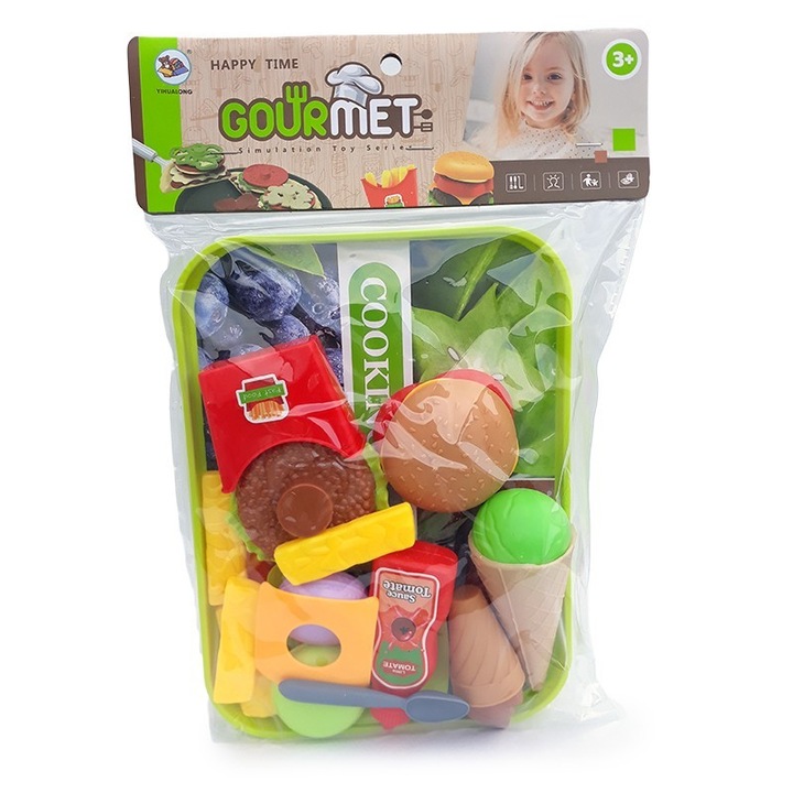 Set cu accesorii din plastic pentru gatit, pentru copii, 20x26cm