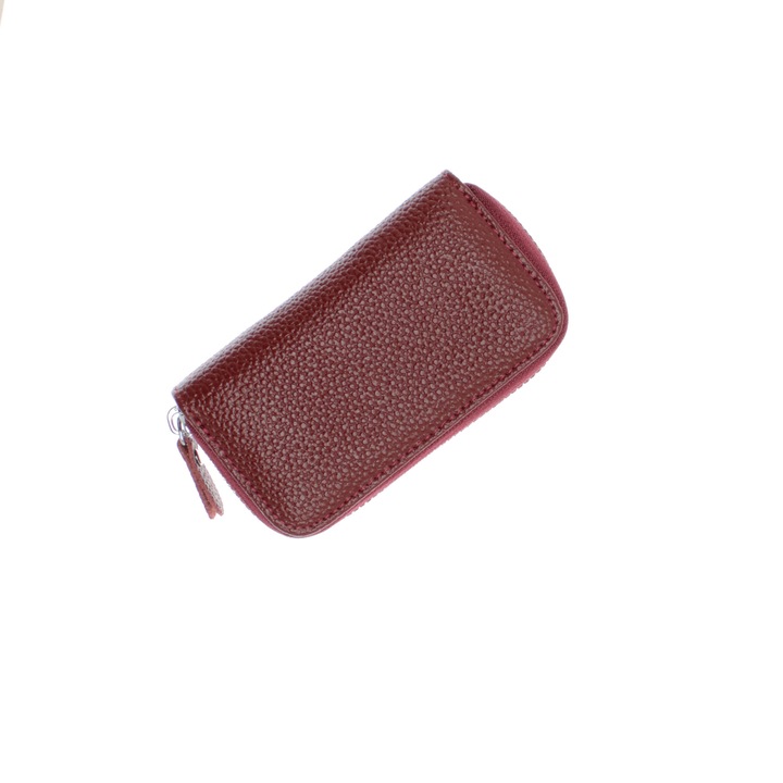 Port chei, unisex, Buticcochet, din piele naturala, 6.5x11.5 cm, Visiniu - PR577
