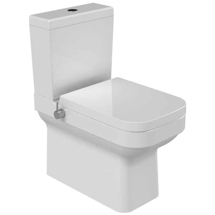 Set WC cu functie bideu si baterie premontata Cerastyle Noura back-to-wall, capac softclose