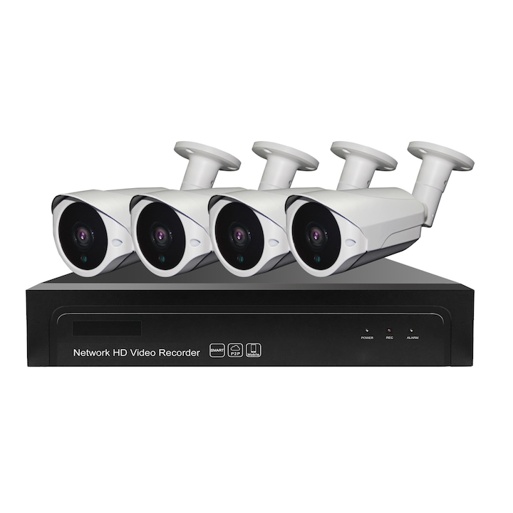 Sistem supraveghere Hikvision 8 camere 8MP IR 80M DVR 4K AcuSense 8MP cu accesorii si HDD 1TB inclus
