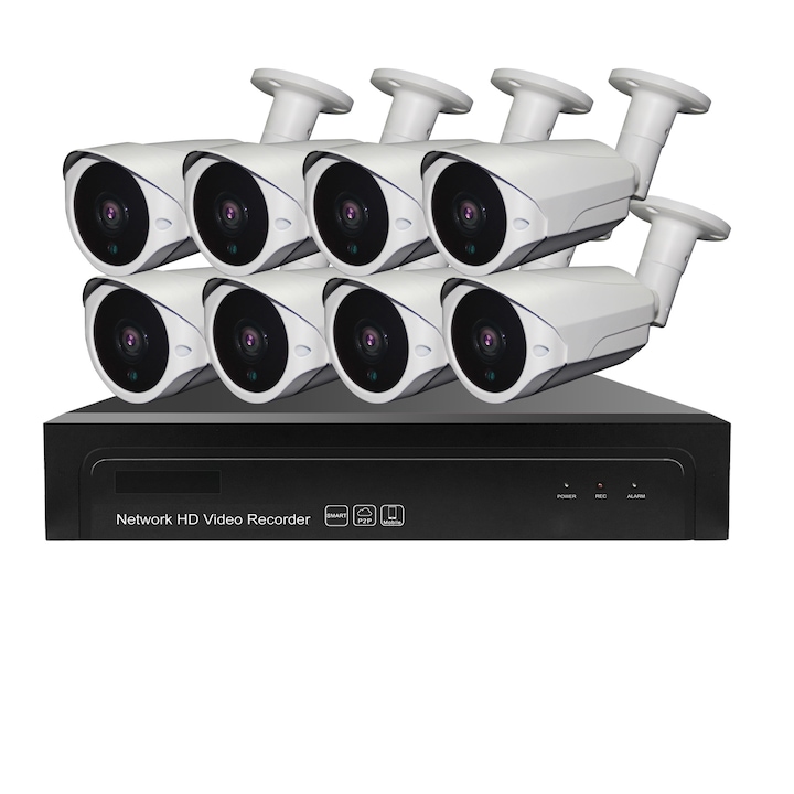 Kit Supraveghere IP PoE cu 16 Camere 8MP (4K) Color Noaptea 50m exterior, Complet, acces mobil, noapte/zi, OOGIS™ P8MF16RC