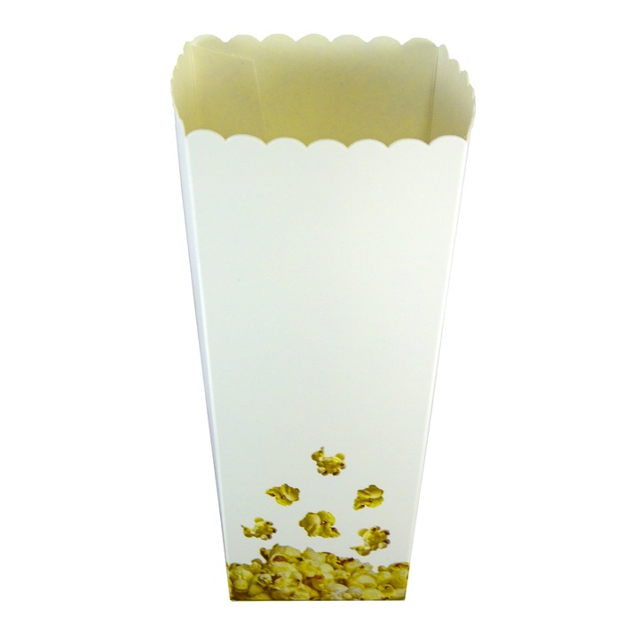 Set 10 bucati, cutie pentru popcorn medie, 6x6x18 cm