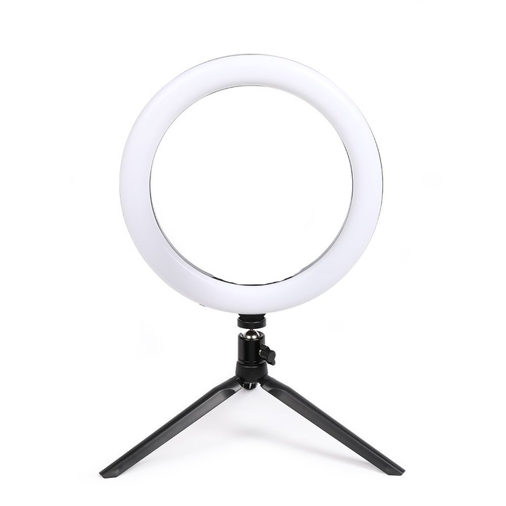 Set Ring Light 16 cm/6" cu 3 Tipuri Lumina Alba, Minitrepied, Telecomanda Selfie, Selling Depot