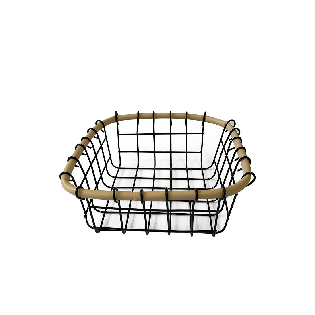 Cos fructe din metal cu bordura ratan 20x20x9 cm, Frandis, negru - eMAG.ro