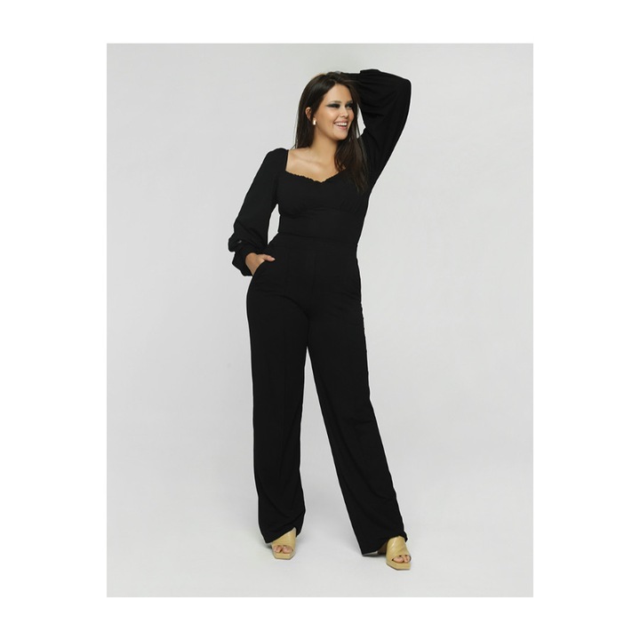Női jumpsuit Lucyna, MAD599, viszkóz, elasztán, Fekete