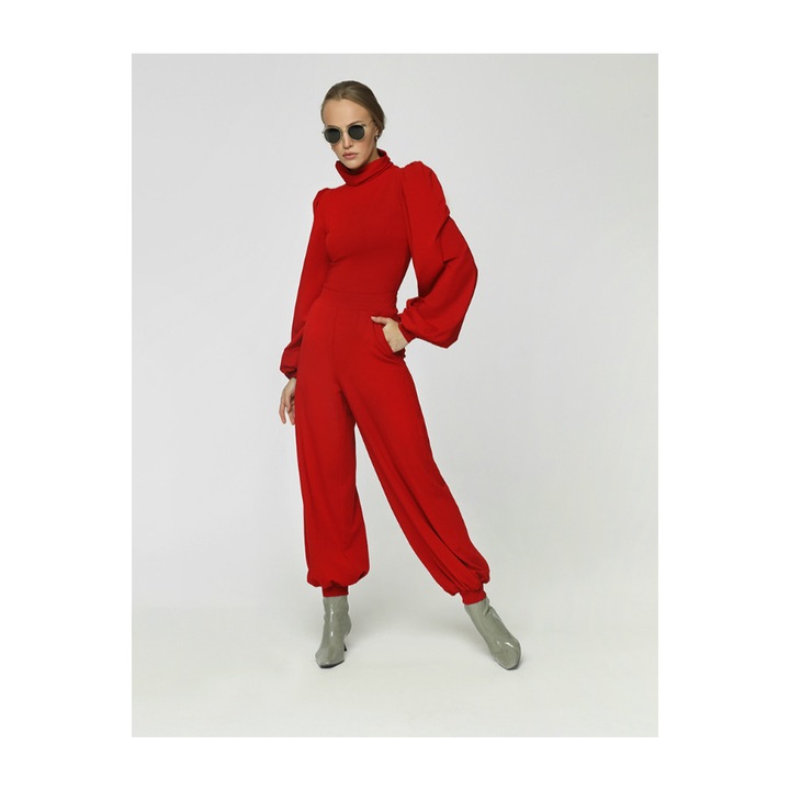 Wanda női jumpsuit, MAD586, viszkóz, elasztán, piros