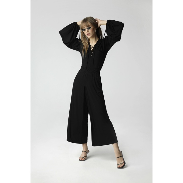 Agata női jumpsuit, MAD630, viszkóz, elasztán, Fekete