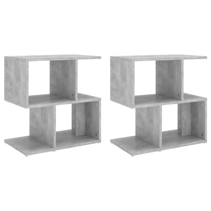 Set noptiere vidaXL, 2 buc., gri beton, 50x30x51,5 cm, PAL, 17.06 kg