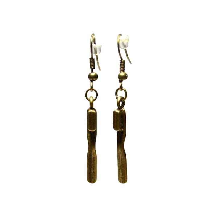 Set cercei dama, Model Periuta de Dinti, Bronz metalic