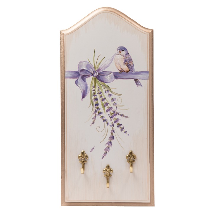 Suport chei pictat manual, Suba Decor 40x18cm mov