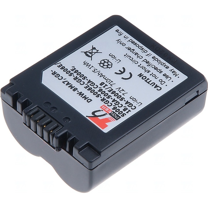 Baterie T6 Power compatibil cu Panasonic DMW-BMA7, CGR-S006, CGR-S006E, CGA-S006, 710mAh, albastru