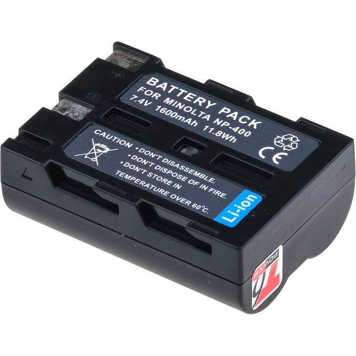 Baterie T6 Power compatibil cu Minolta NP-400, D-Li50, 1600mAh, 11,8Wh, negru