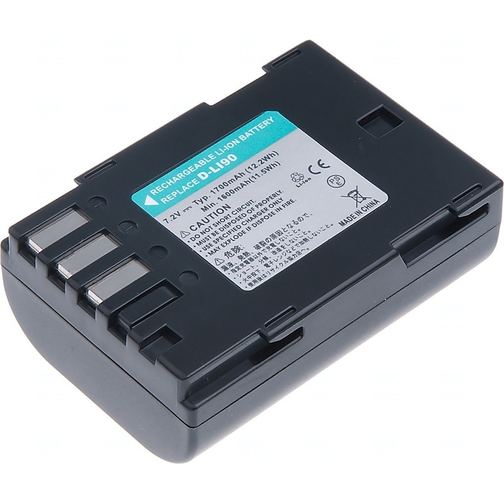 Baterie T6 Power compatibil cu Pentax D-Li90, 1700mAh, negru