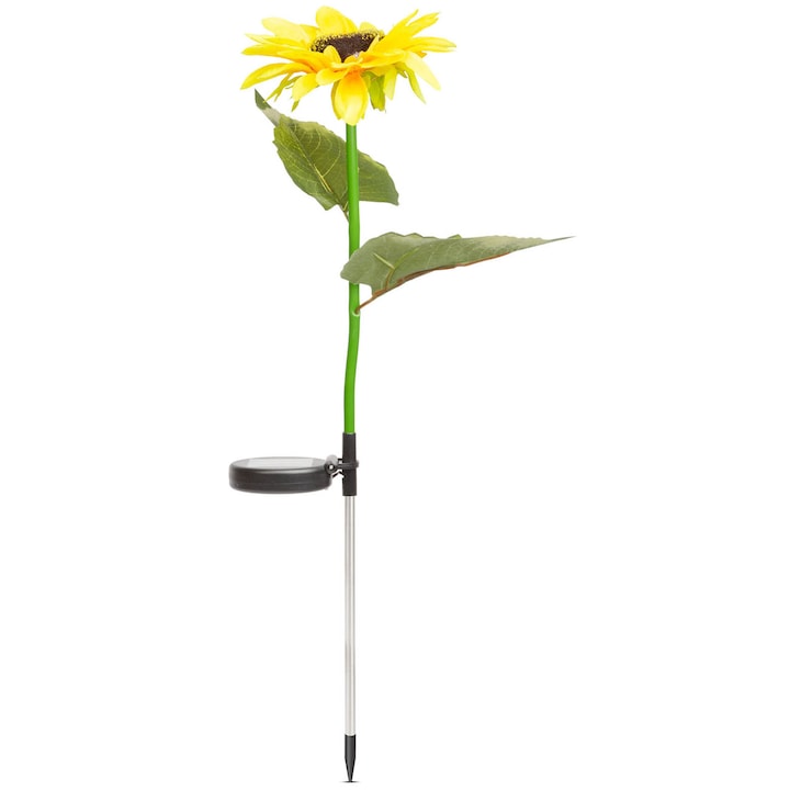 Pachet 2 lampi solare LED Garden Of Eden 11722, model floarea soarelui, lumina alba calda, acumulator 400 mAh, IP44, 70 cm