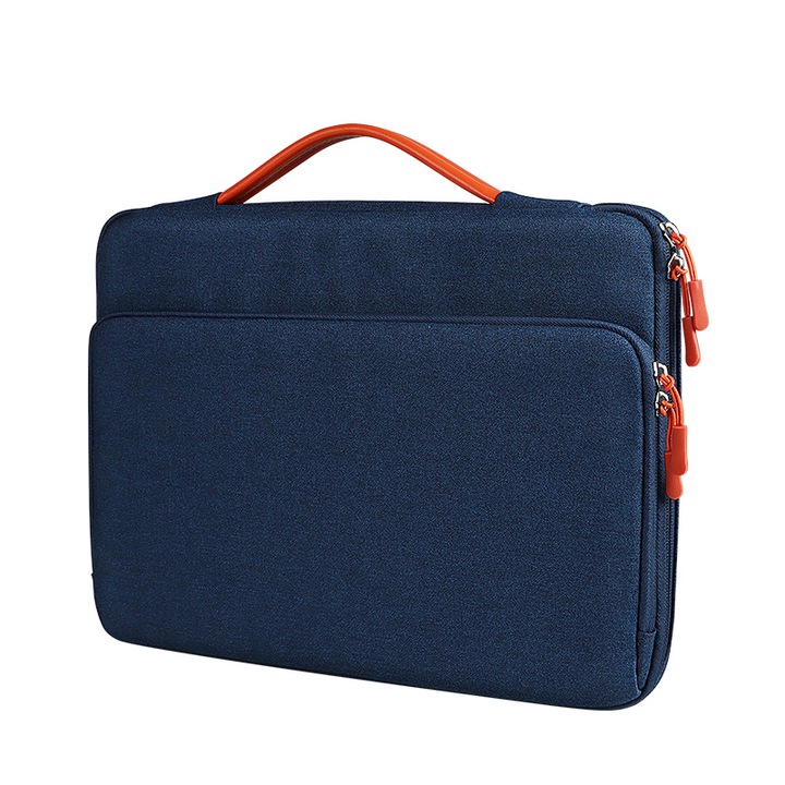 OEM laptop táska, poliuretán/poliészter, 14.1-15.4'', vízálló, dupla cipzár, kék