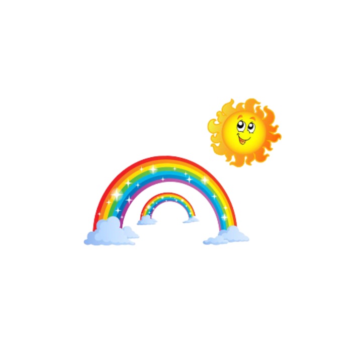 Sticker Decorativ Autoadeziv pentru Usa, Pereti si Mobila, 2 Curcubee Colorare si Soare Calduros Vesel, 30 x 30, PVC Premium, Garami Shop®