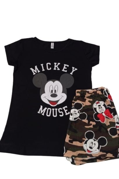 Reviewer Overdoing Fateful Pijama dama Mickey Mouse, tricou negru cu maneca scurta, pantalon scurt  multicolor, marime M - eMAG.ro