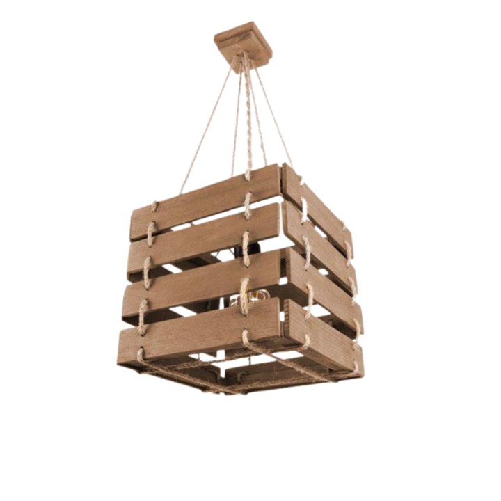 Pendul Dalida Cojom, din lemn masiv de culaoare maro cu un bec