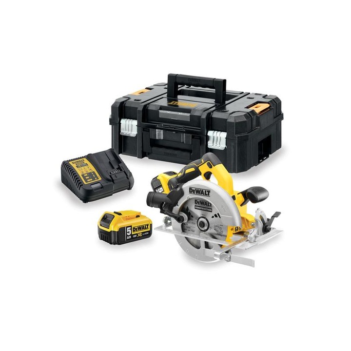Циркуляр 18V XR, батерия 2 x 5 Ah, Dewalt