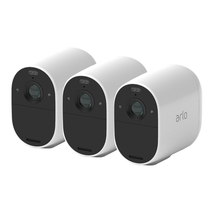 Set 3 camere de supraveghere Arlo Essential Spotlight, Full HD, WiFi, Amazon Alexa, Google Assistant, Apple Home Kit, alb