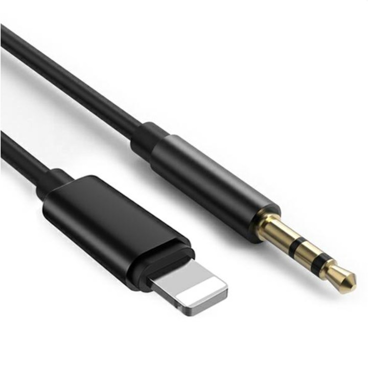 AUX аудио кабел към Lightning съвместим iPhone, iPad, iPod, 1 м, черен