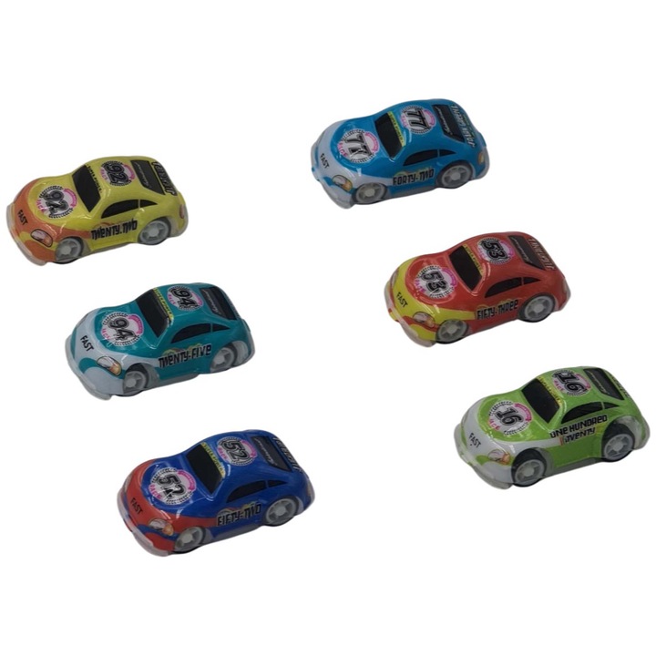 Комплект от 6 колички играчки Dalimag, 5 х 1,5 см, многоцветни