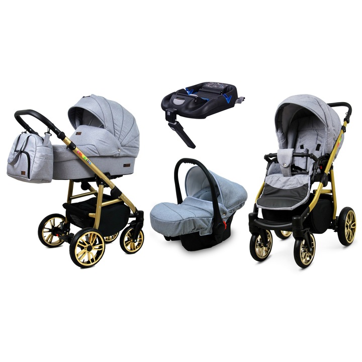 Количка BabyLux, Colorlux, Алуминий / Памук, 4в1, 9/10/15 кг, Сребрист