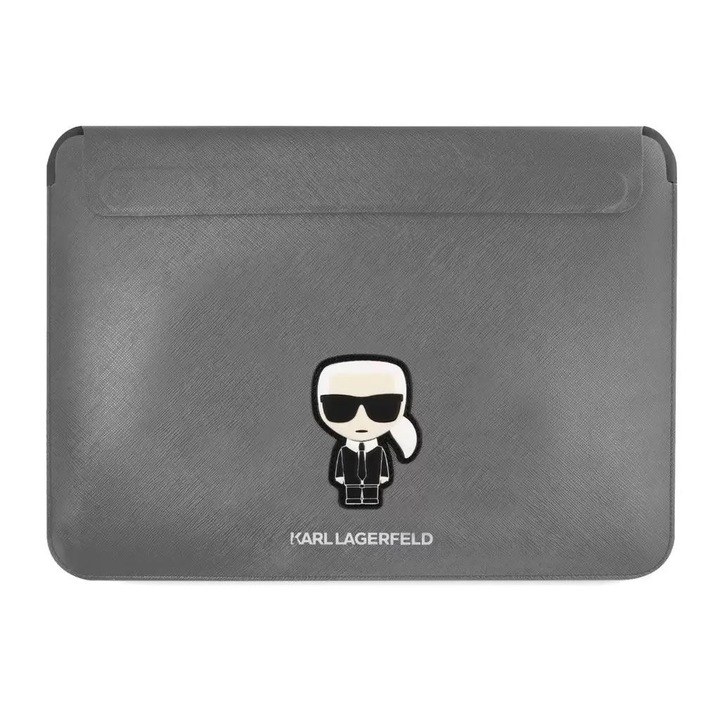 Чанта за лаптоп Karl Lagerfeld Sleeve Saffiano Ikonik Karl, Съвместим с Macbook 16 инча, Сребрист