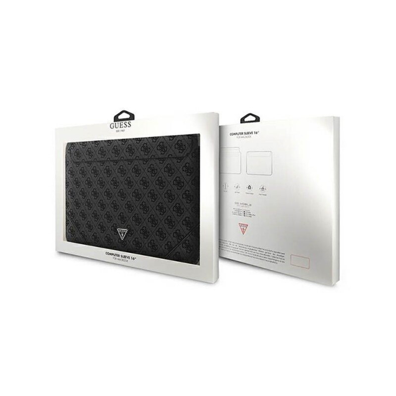 Husa Premium Guess Sleeve Uptown Triangle Logo, Compatibila Cu Laptop / Macbook 16 Inch, Negru - 39950