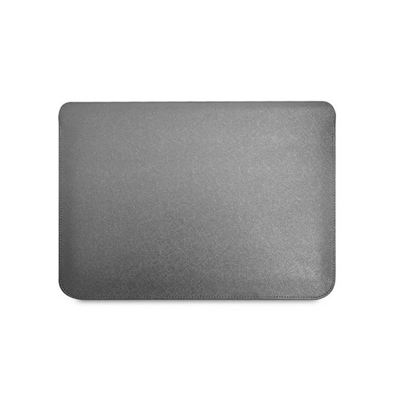 Husa Premium Guess Sleeve Saffiano Triangle Logo, Compatibila Cu Laptop / Macbook 16 Inch, Silver - 39899