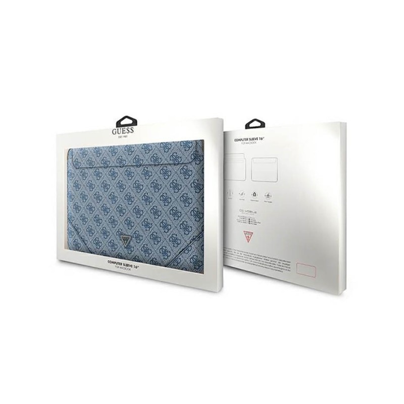 Husa Premium Guess Sleeve Uptown Triangle Logo, Compatibila Cu Laptop / Macbook 16 Inch, Albastru - 39998