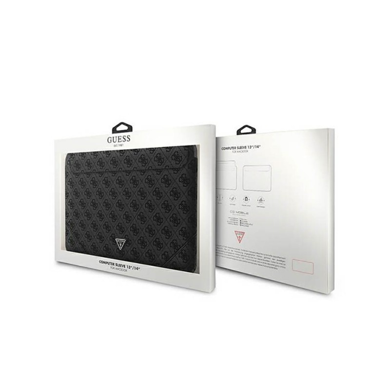 Husa Premium Guess Sleeve Uptown Triangle Logo, Compatibila Cu Laptop / Macbook Pro / Air 13inch, negru - 39943