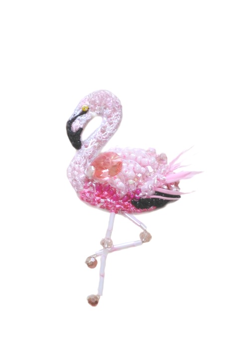 Brosa flamingo roz 3D cristale handmade