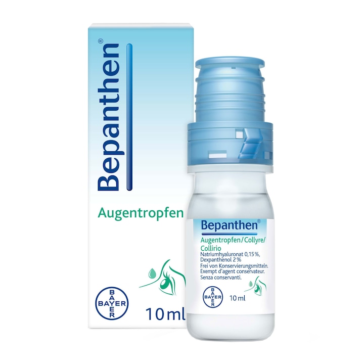 Picaturi pentru Ochi, Bayer, Bepanthen, Efect Hidratant si Reparator, 10 ml